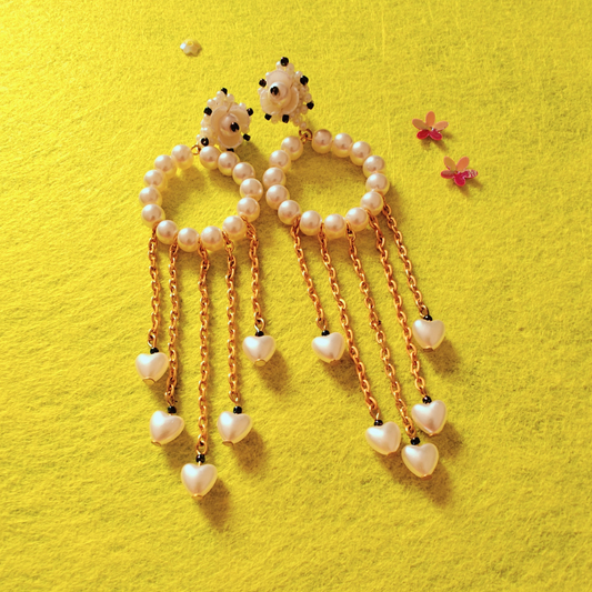 Off-White Roses Handmade Beaded Stud Earrings