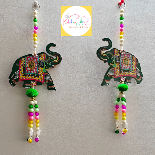 Green Elephant MDF Beaded Latkan