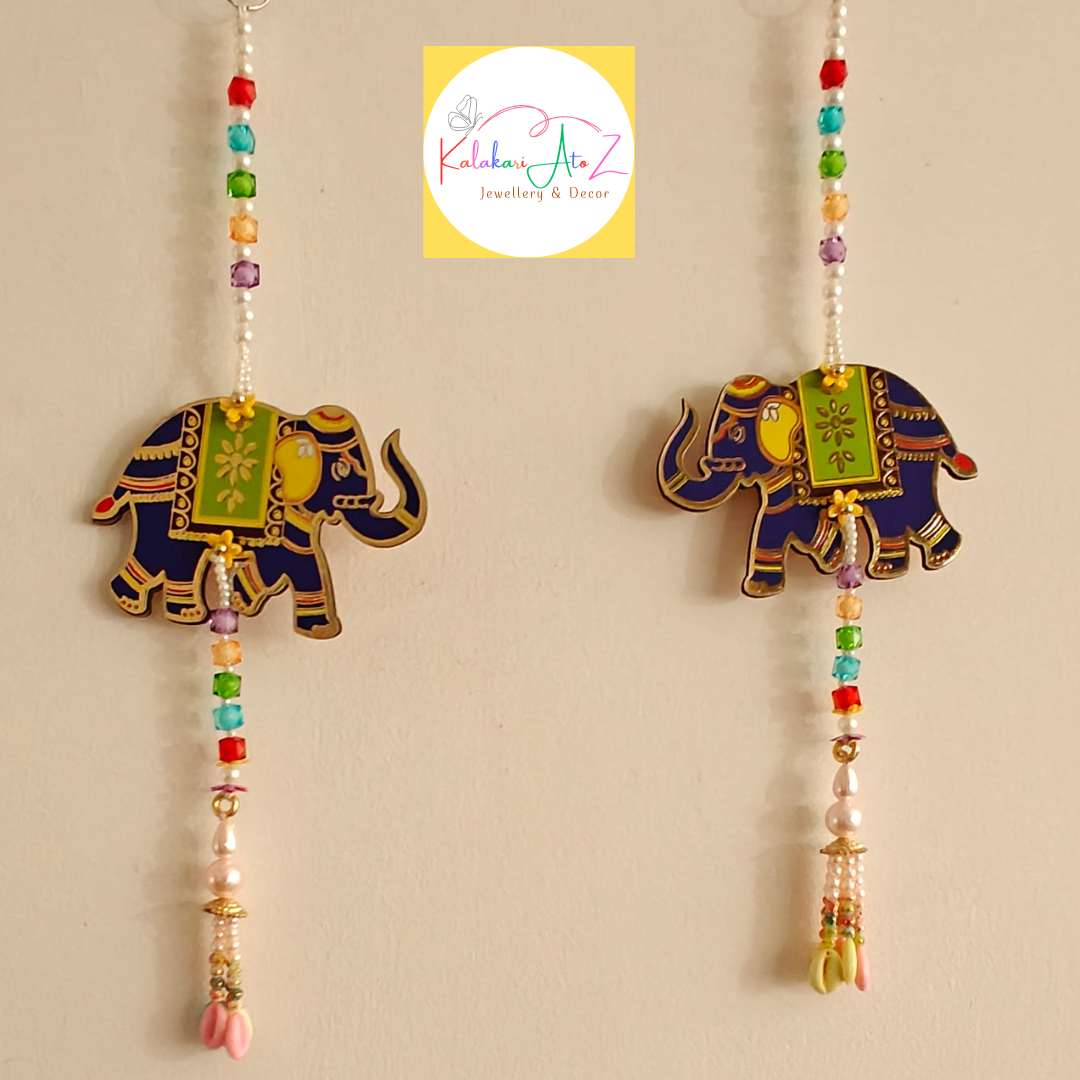 Blue Elephant MDF Beaded Latkan