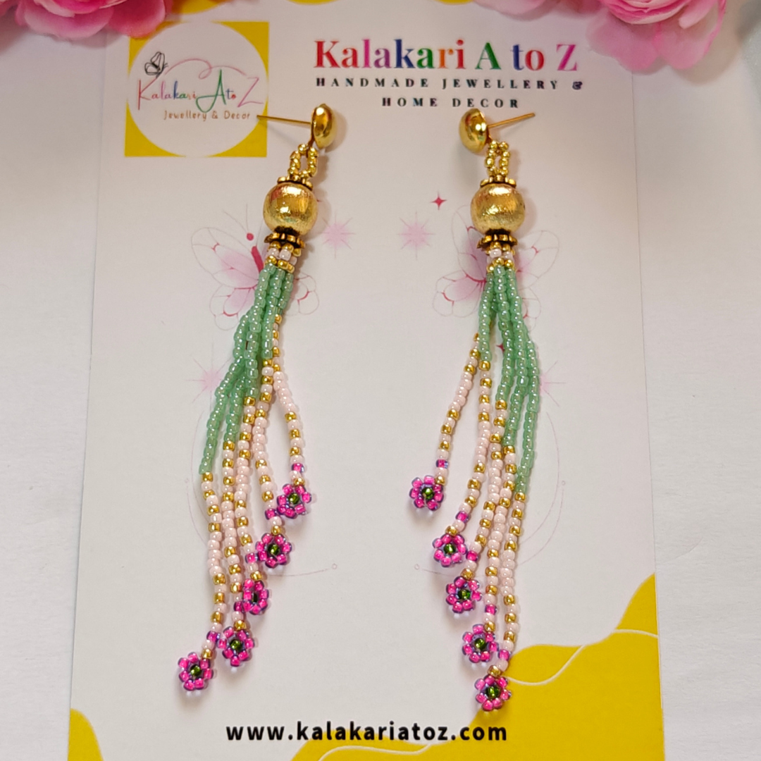 PINK PALE GREEN GOLDEN DANGLERS