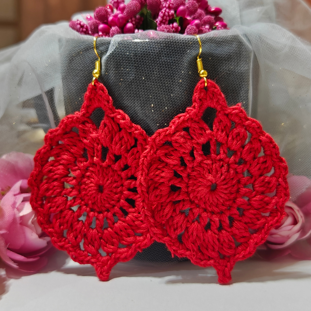 Lal Paana – Red Handmade Cotton Earrings