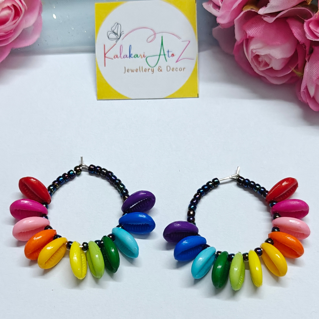 MULTI COLOUR KAURI BEADS DANGLERS