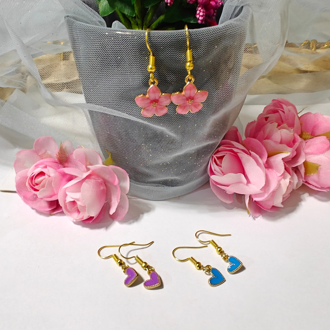 COMBO PINK FLOWER AND LITTLE HEARTS - BLUE & PURPLE