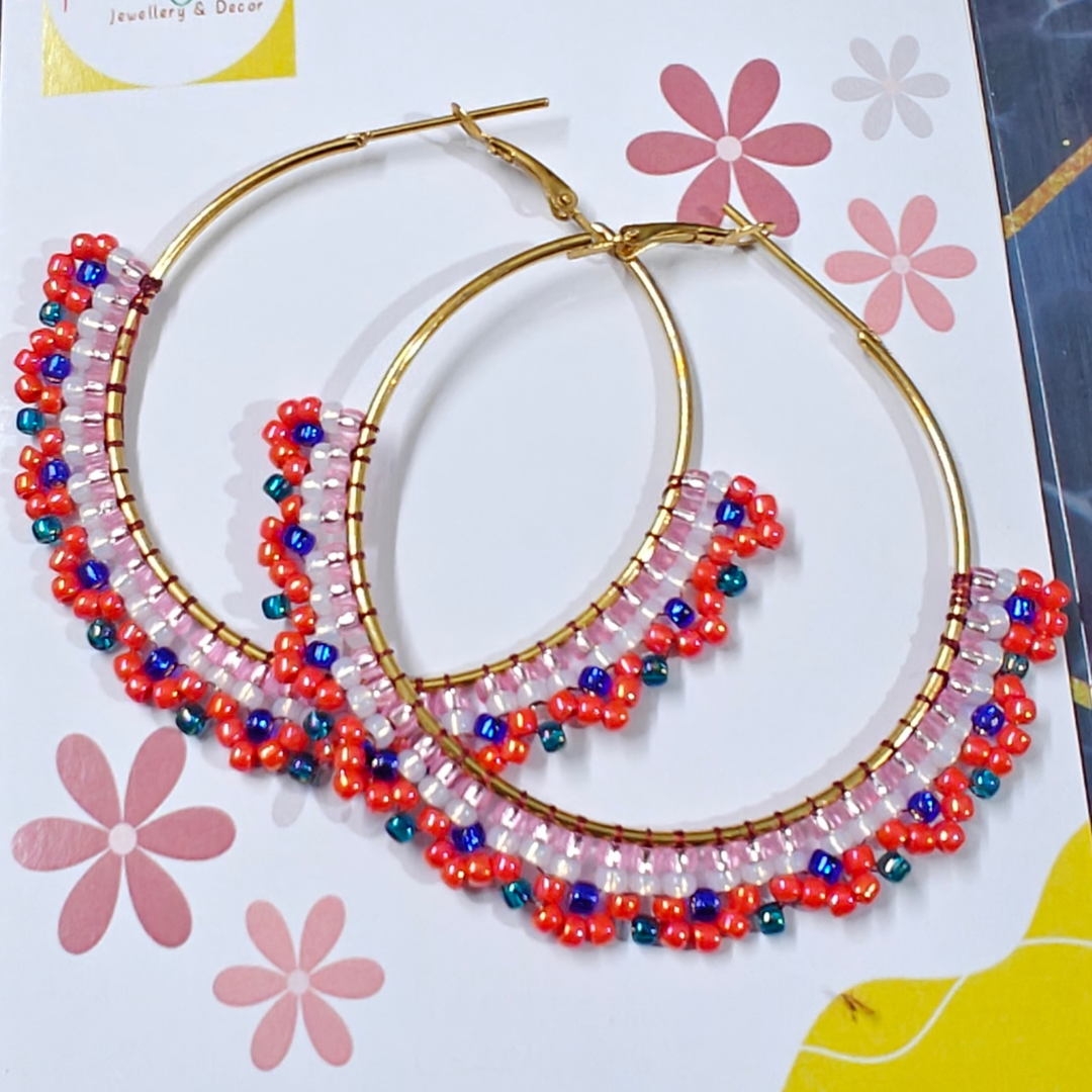 ORANGE BLUE WHITE PINK FLOWER ARCH