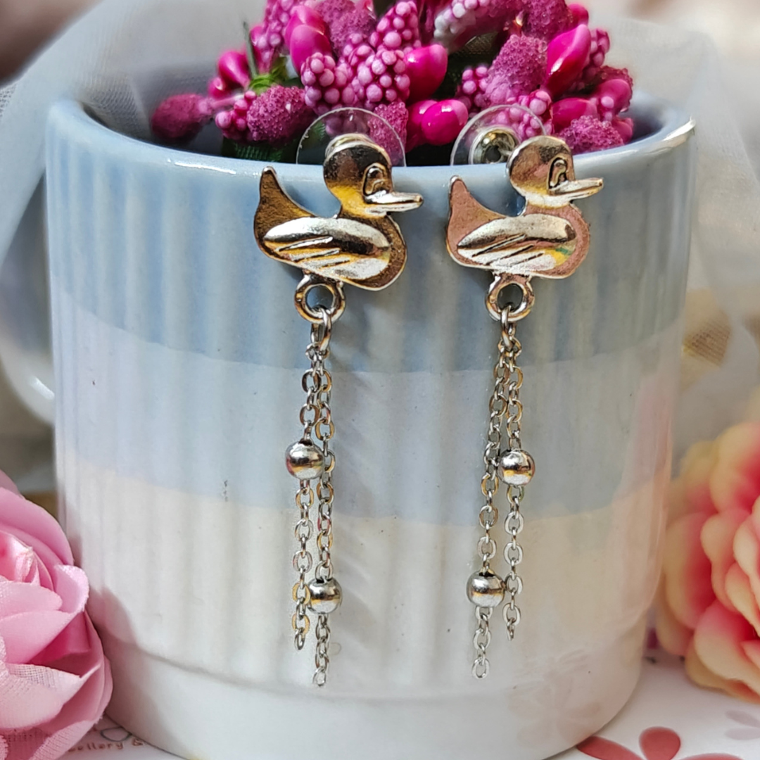 Duckling Drops Oxidized Handmade Earrings