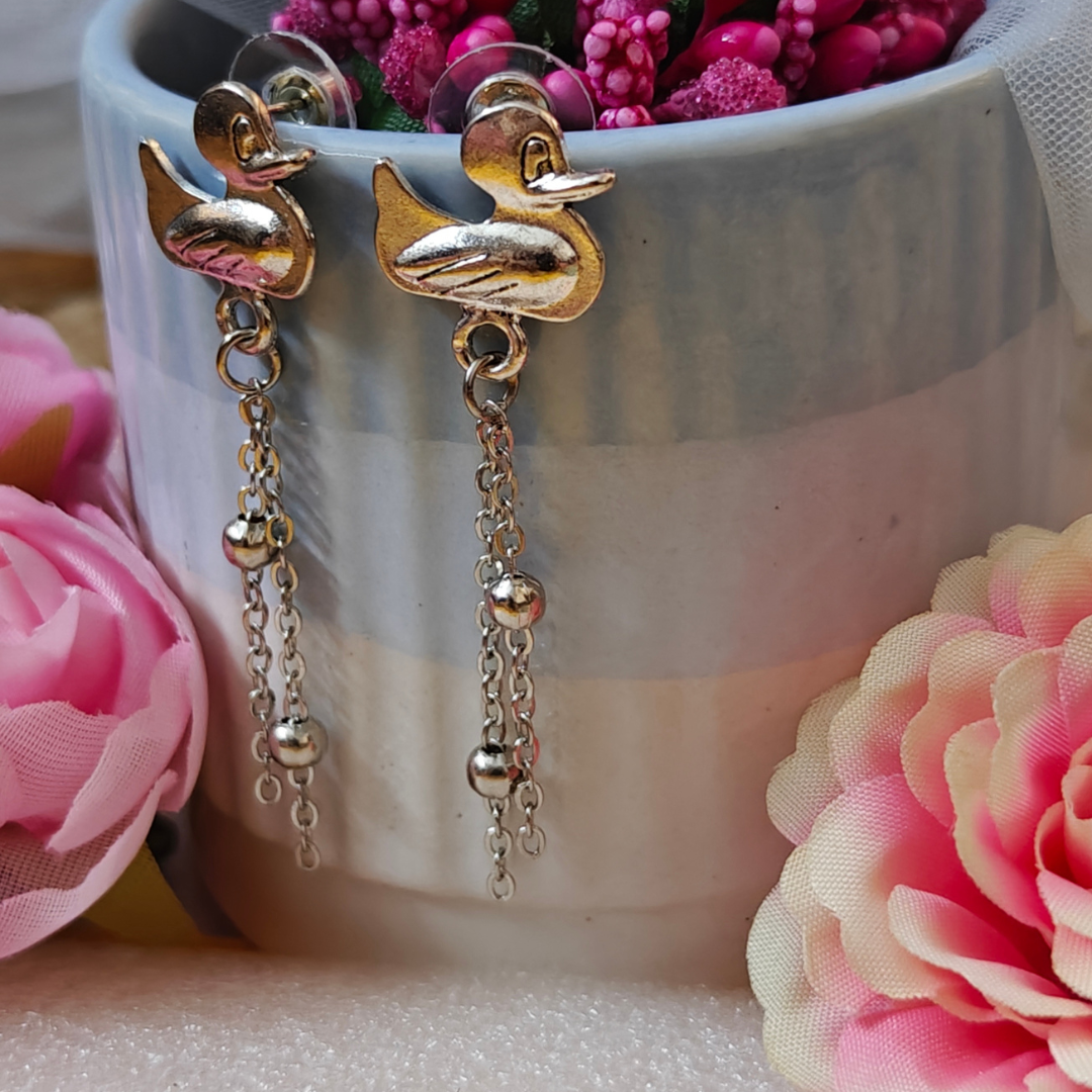 Duckling Drops Oxidized Handmade Earrings