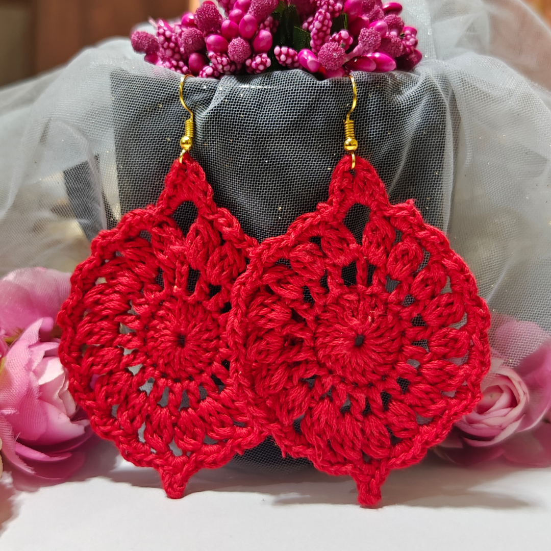 Lal Paana – Red Handmade Cotton Earrings