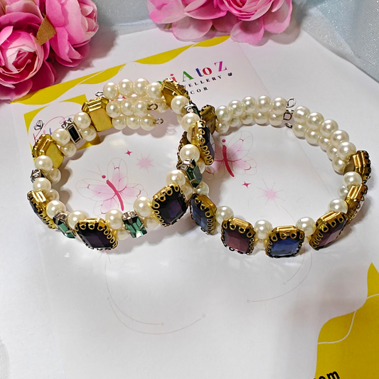 Crystal Stones Handmade Bracelets Combo Set of 2