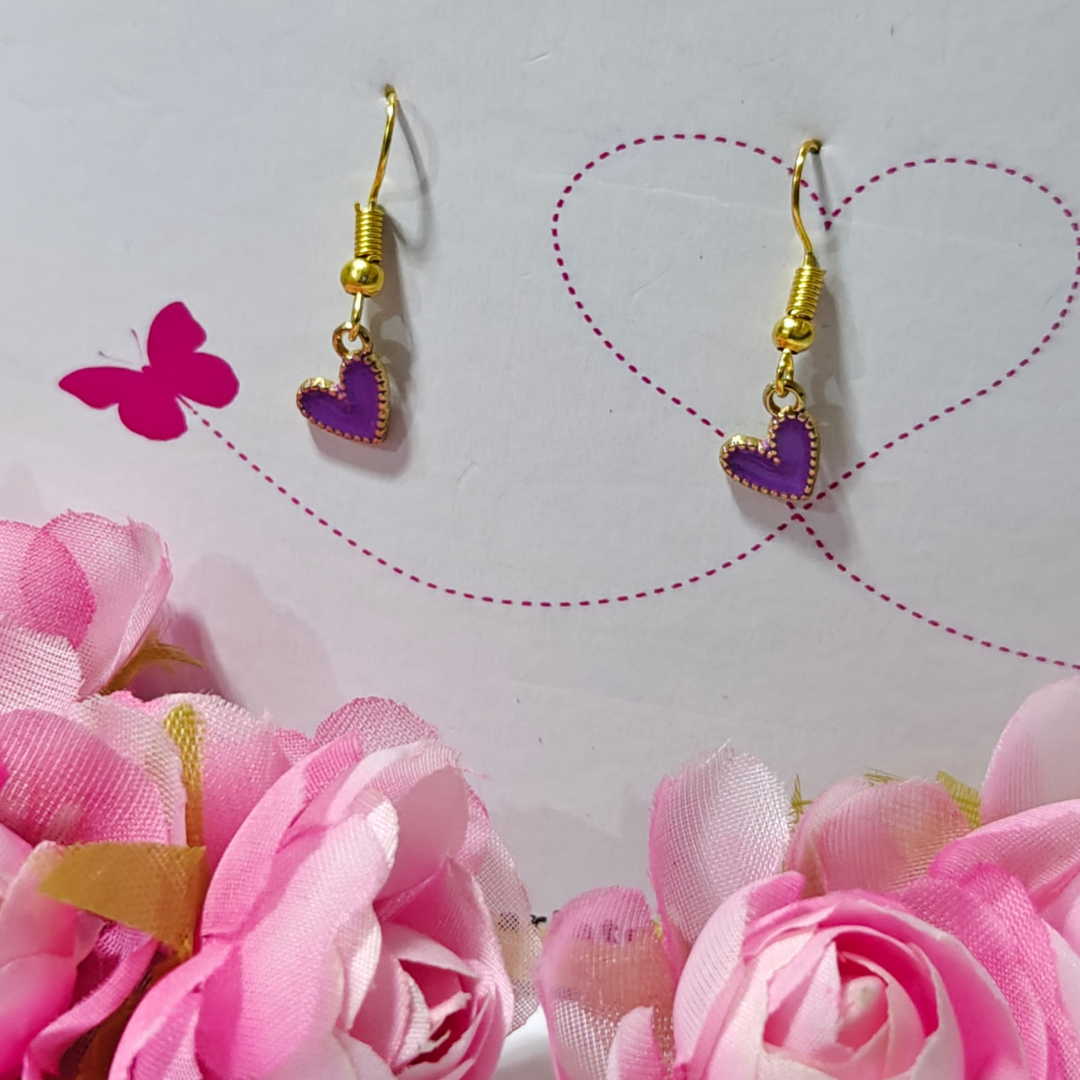 Purple Little Hearts Handmade Earrings