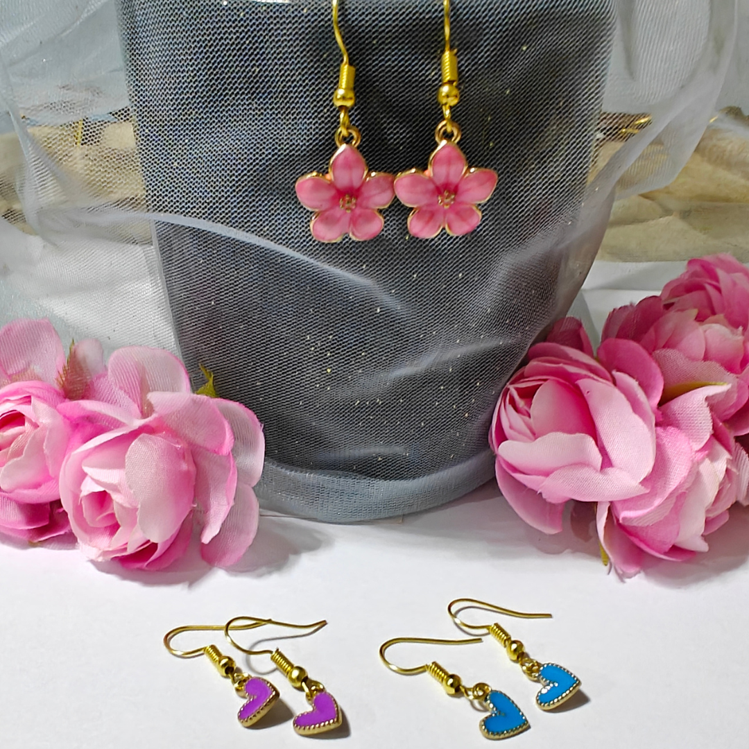 COMBO PINK FLOWER AND LITTLE HEARTS - BLUE & PURPLE