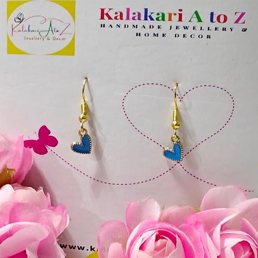 Blue Little Hearts Handmade Earrings