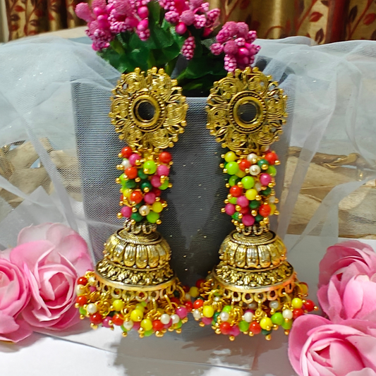 Golden Oxidized Handmade Jhumka Earrings