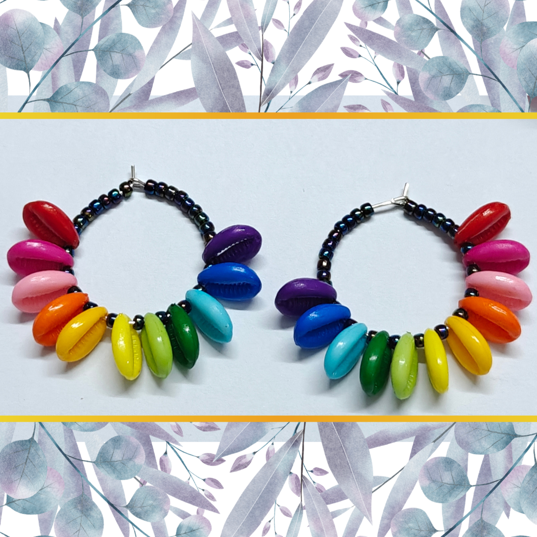 MULTI COLOUR KAURI BEADS DANGLERS