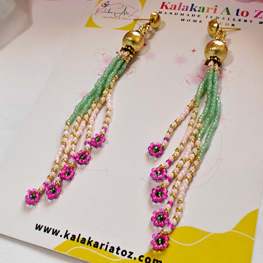 PINK PALE GREEN GOLDEN DANGLERS