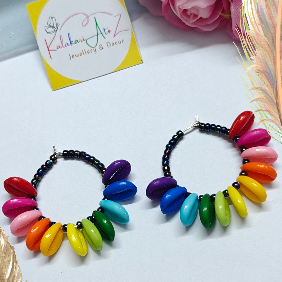 MULTI COLOUR KAURI BEADS DANGLERS