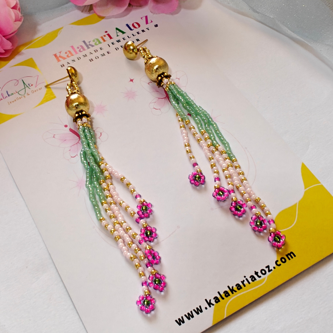PINK PALE GREEN GOLDEN DANGLERS