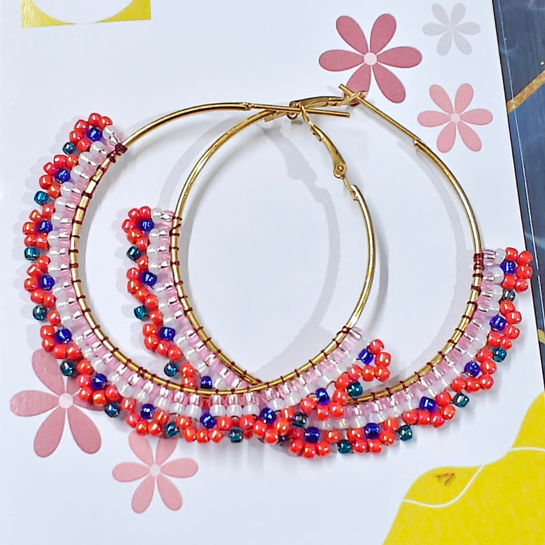 ORANGE BLUE WHITE PINK FLOWER ARCH