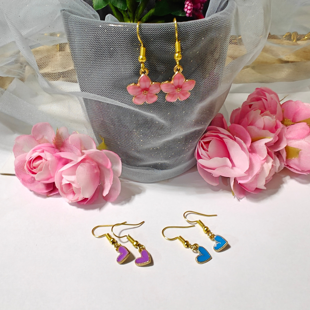 COMBO PINK FLOWER AND LITTLE HEARTS - BLUE & PURPLE