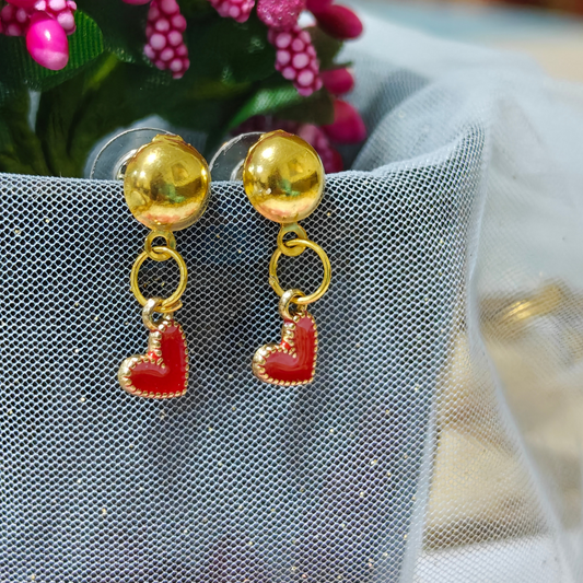 Red Little Hearts Handmade Earrings