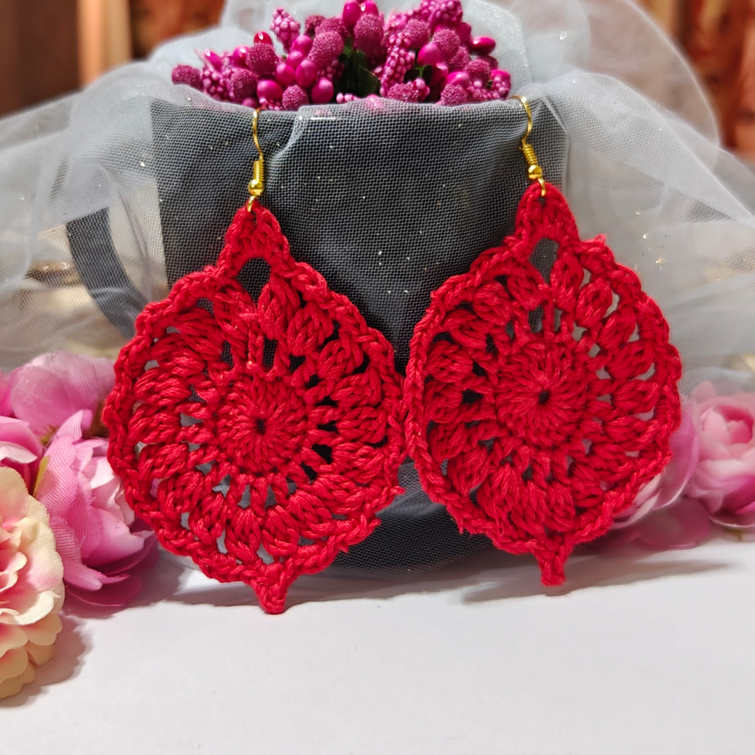 Lal Paana – Red Handmade Cotton Earrings