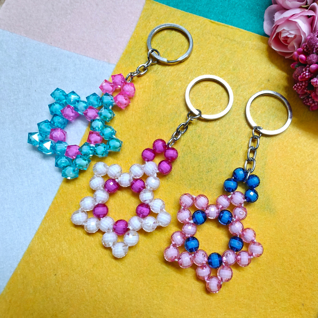 Starlit Twinkle Handmade Beaded Keychain - Combo Set of 3