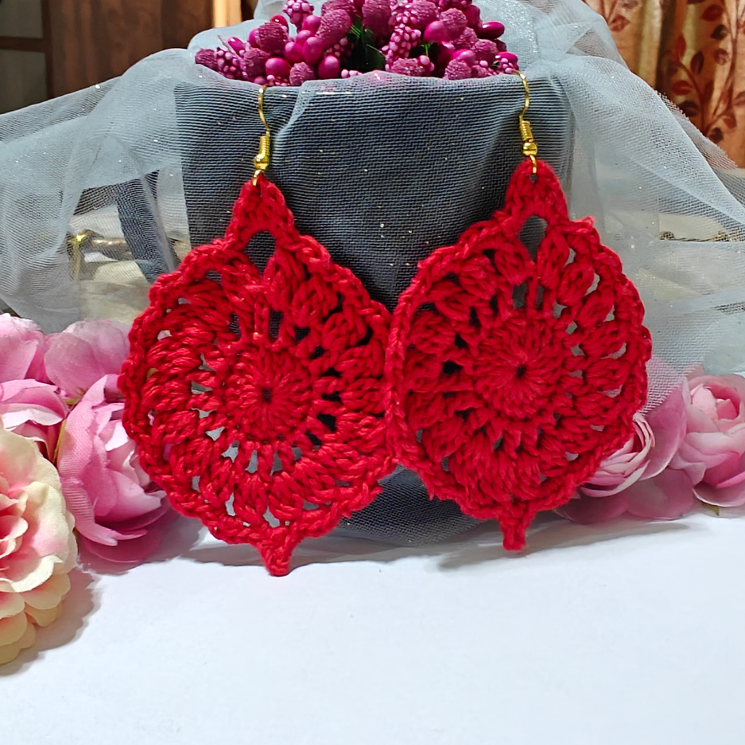 Lal Paana – Red Handmade Cotton Earrings