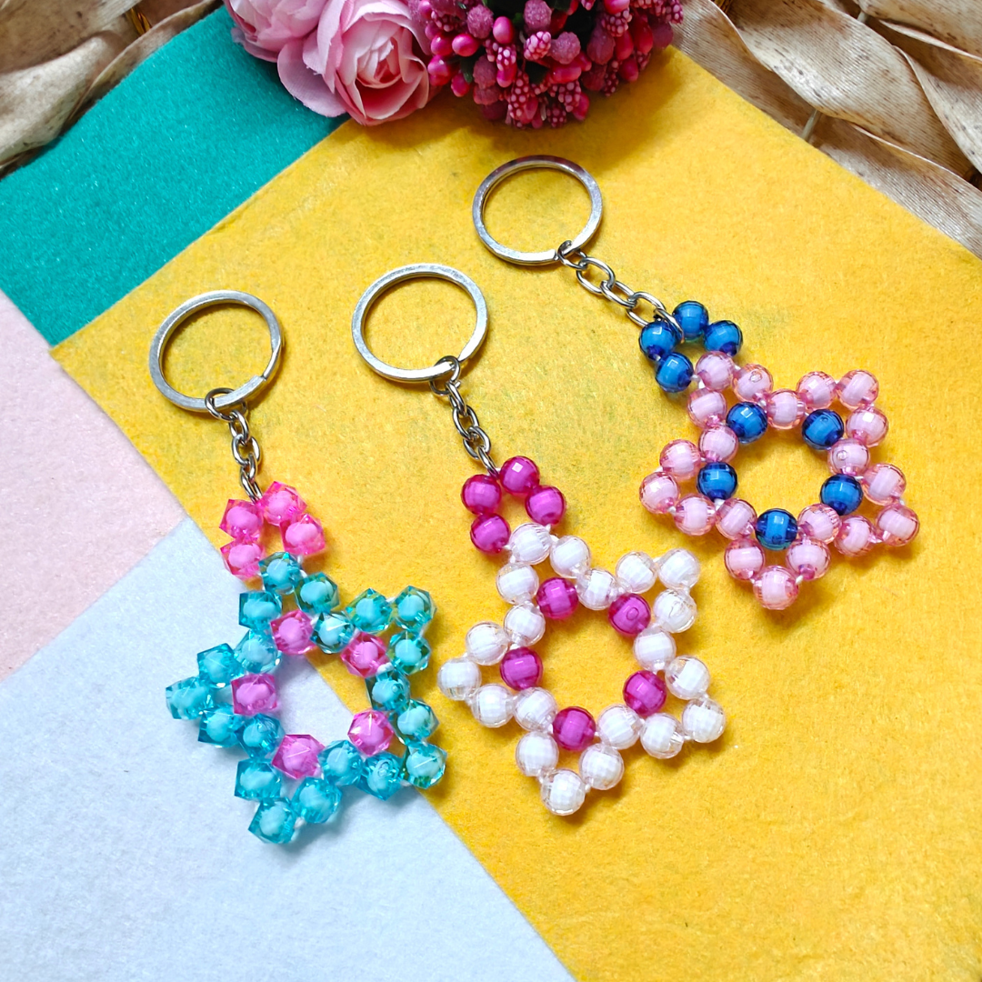 Starlit Twinkle Handmade Beaded Keychain - Combo Set of 3