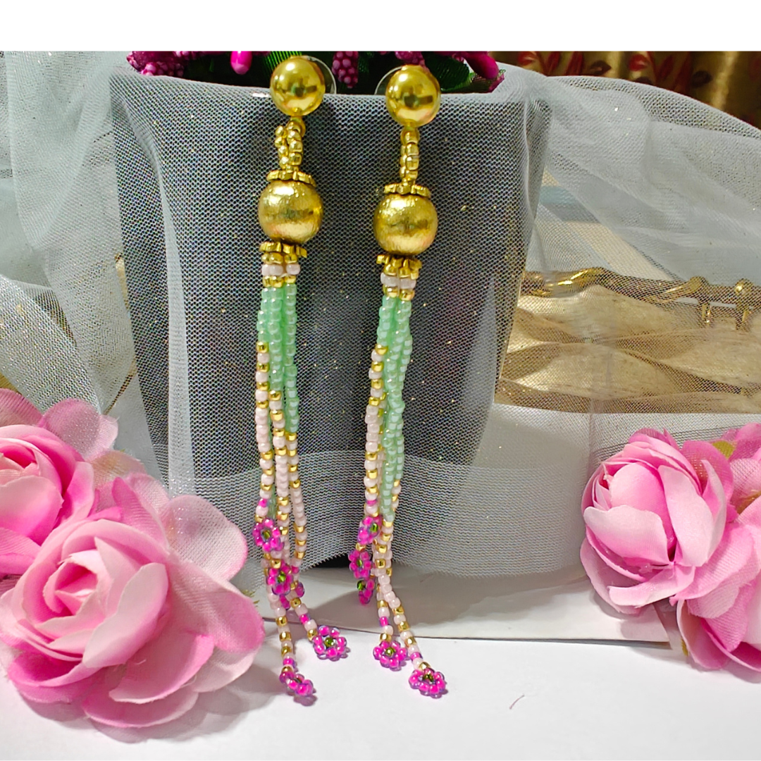 PINK PALE GREEN GOLDEN DANGLERS