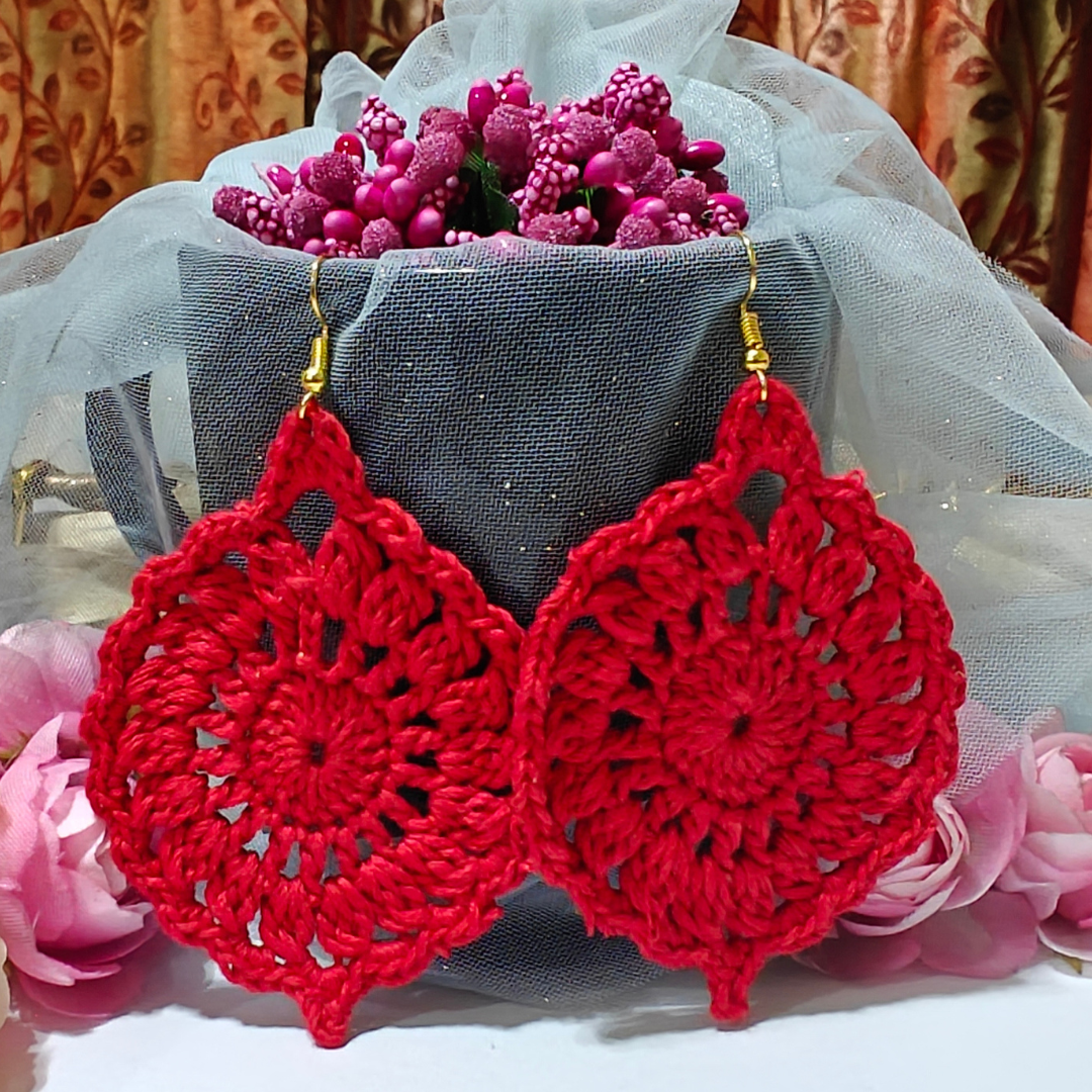 Lal Paana – Red Handmade Cotton Earrings