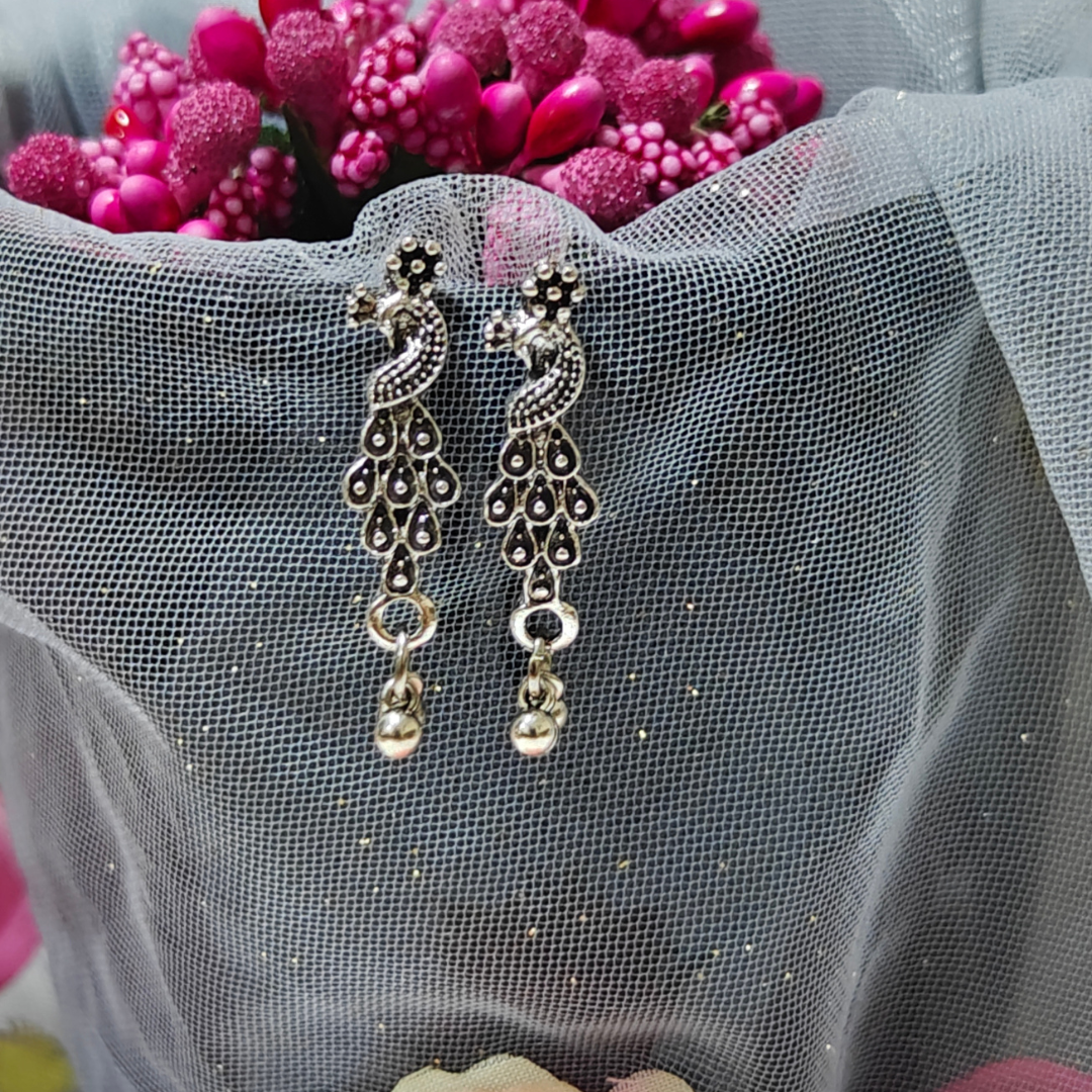 Silver Peacock (Small) Handmade Stud Earrings