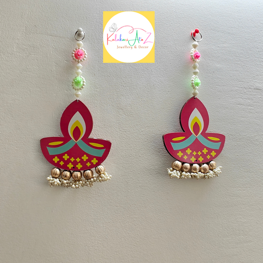 Diya MDF Handmade Beaded Reversable Latkan