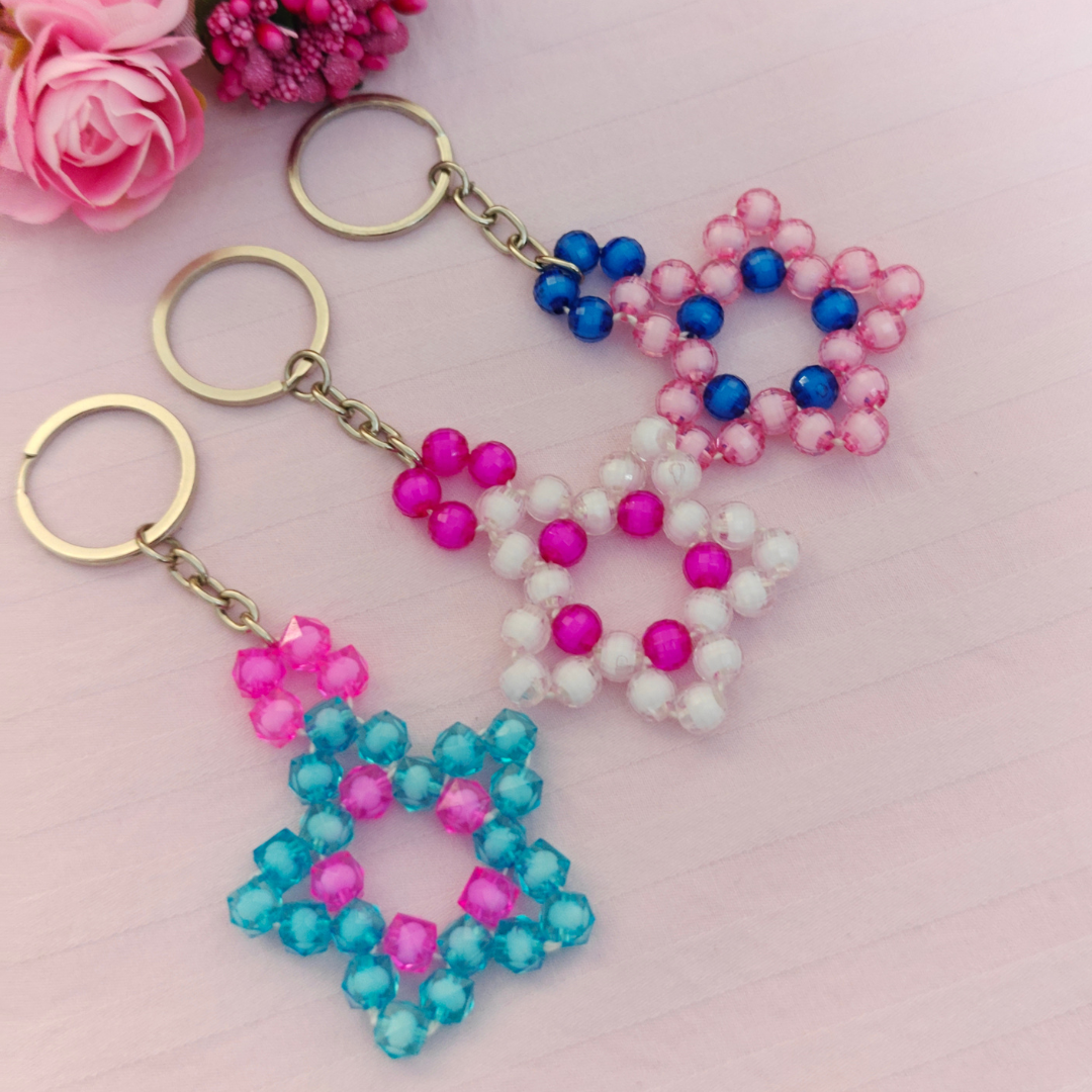 Starlit Twinkle Handmade Beaded Keychain - Combo Set of 3
