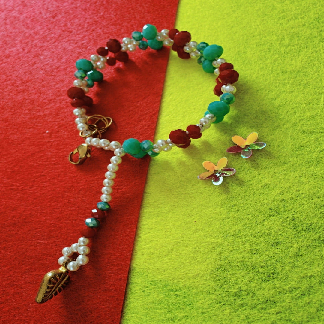 GREEN RED BUTTERFLY BLOSSOM