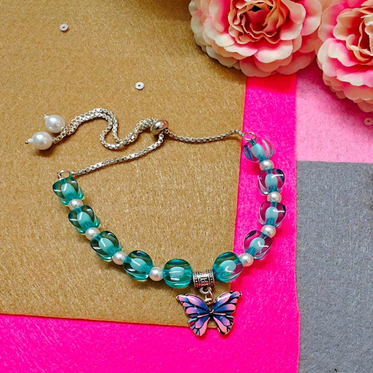 Butterfly Pinch (Blue) Handmade Beaded Bracelet