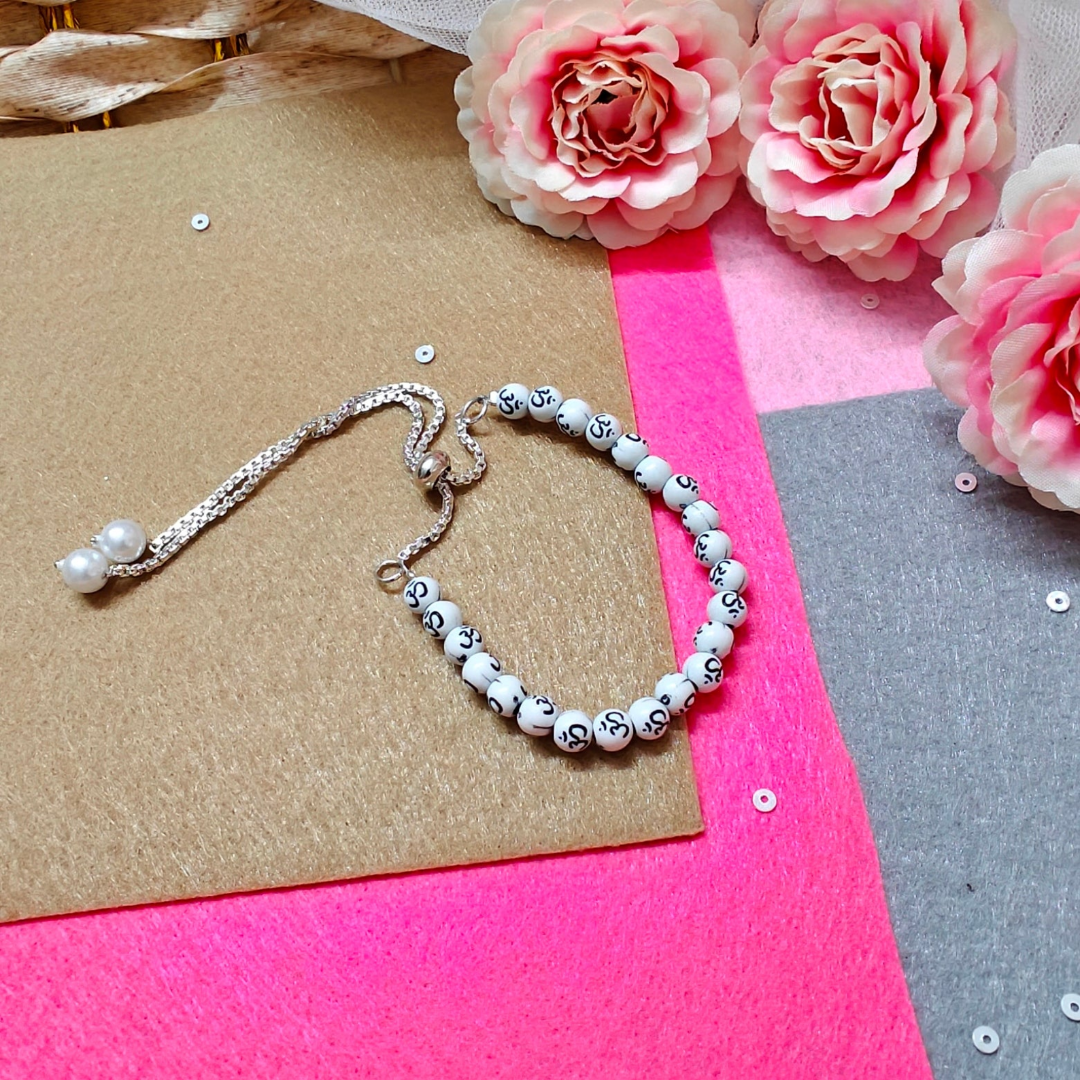 OM Spirit (White) Handmade Beaded Bracelet