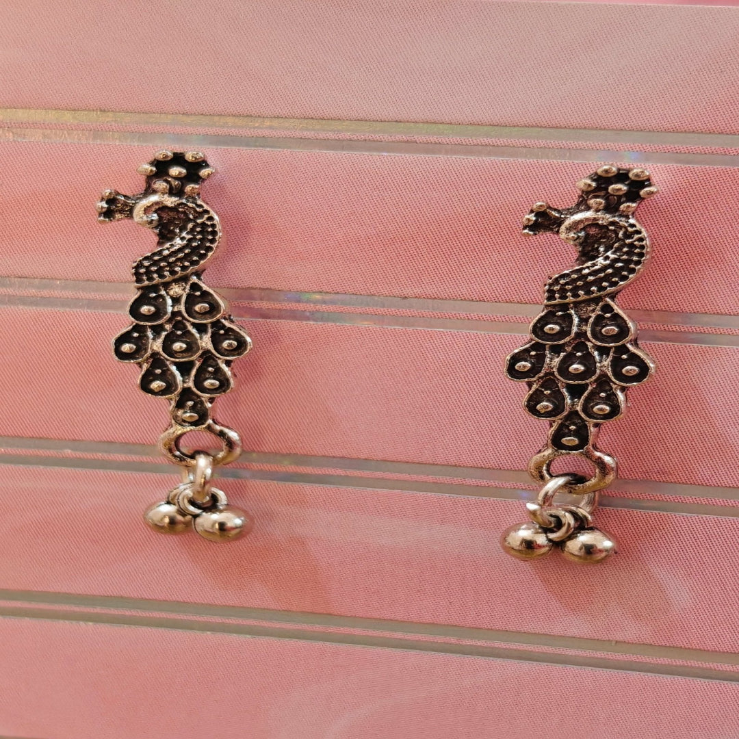Silver Peacock (Small) Handmade Stud Earrings