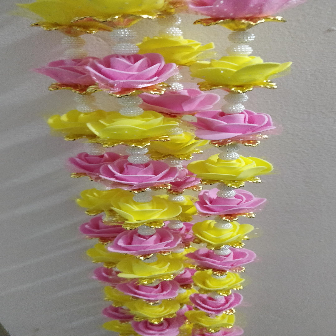 Pink and Yellow Rose Handmade Latkan 2 lines