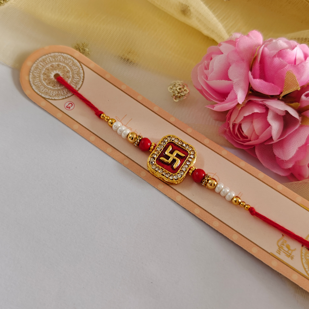 RAKHI - Swastik Kundan Charm Set of 1 (RK006)