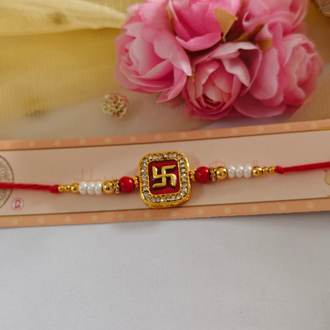RAKHI - Swastik Kundan Charm Set of 1 (RK006)