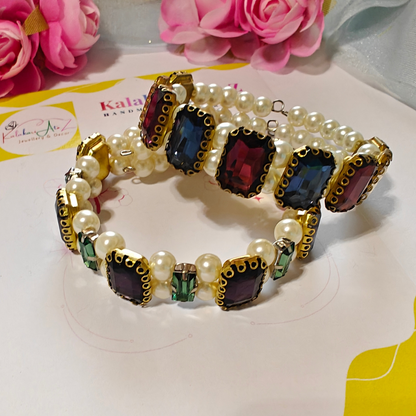 Crystal Stones Handmade Bracelets Combo Set of 2