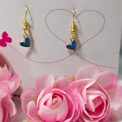 Blue Little Hearts Handmade Earrings