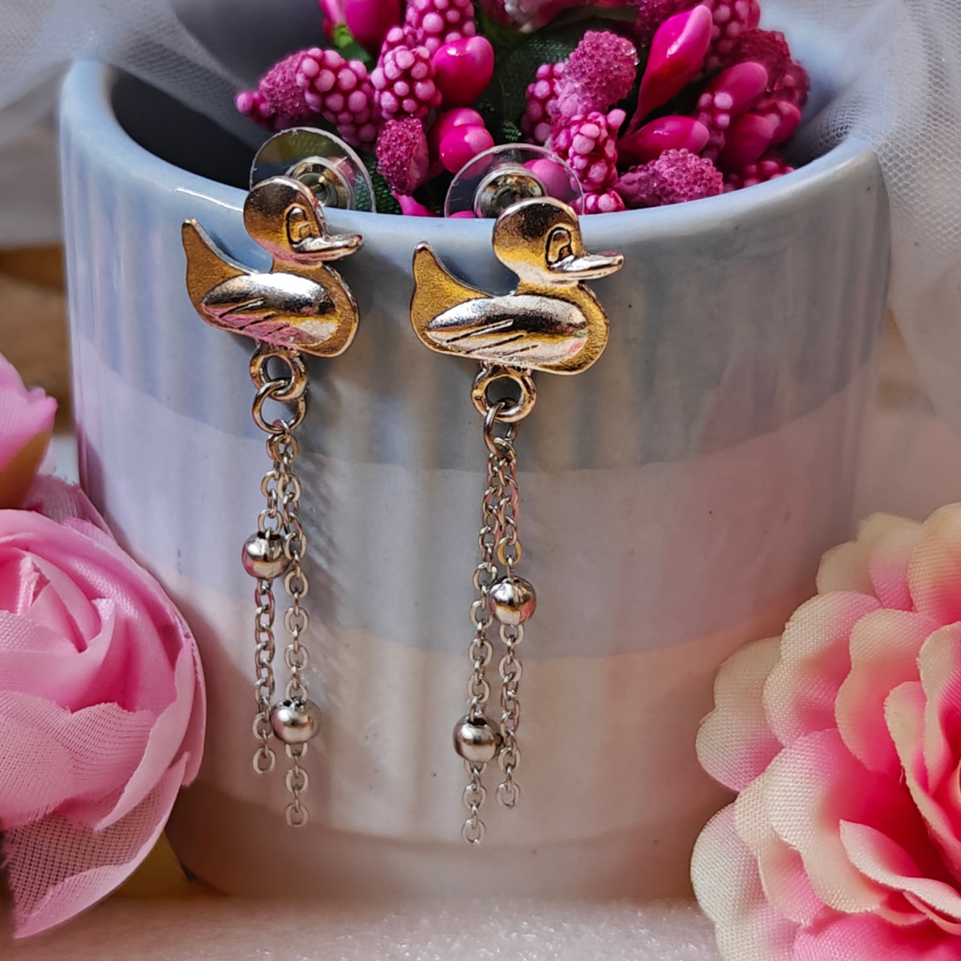 Duckling Drops Oxidized Handmade Earrings