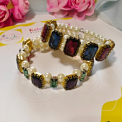 Crystal Stones Handmade Bracelets Combo Set of 2