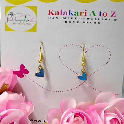 Blue Little Hearts Handmade Earrings