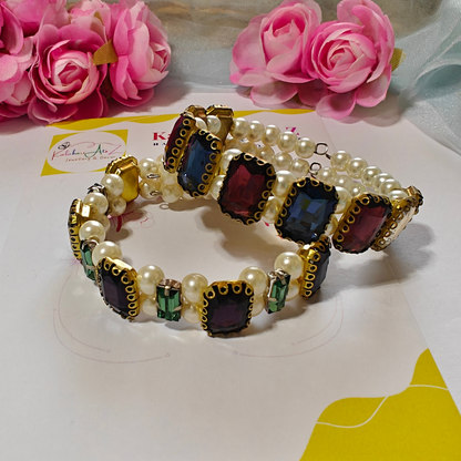 Crystal Stones Handmade Bracelets Combo Set of 2