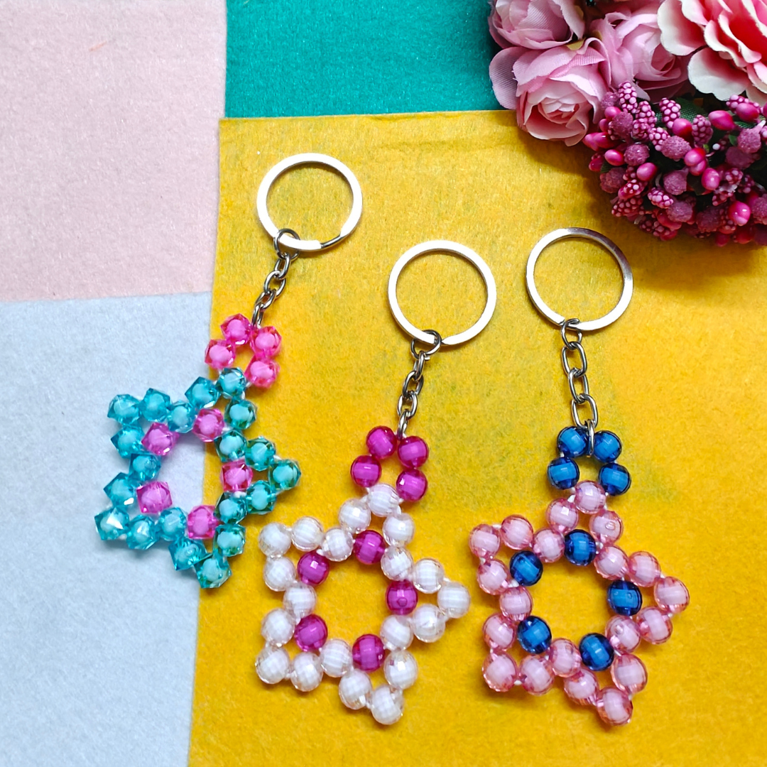 Starlit Twinkle Handmade Beaded Keychain - Combo Set of 3