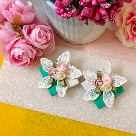 Floral Fusion Green Fabric Handmade Earrings