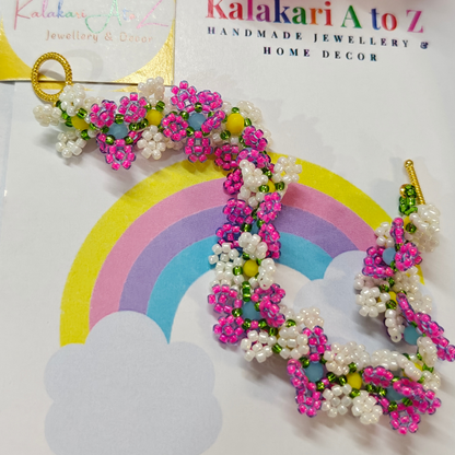 Blush Bloom Pink and White Handmade Beaded Bracelet