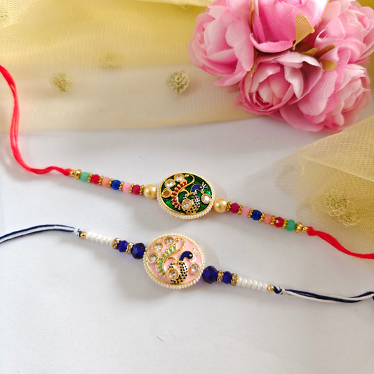 RAKHI - Peacock Kundan Charm Set of 2 (RK005)