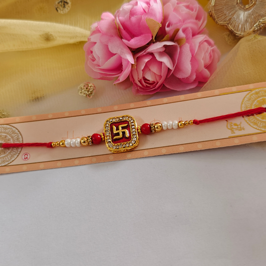RAKHI - Swastik Kundan Charm Set of 1 (RK006)